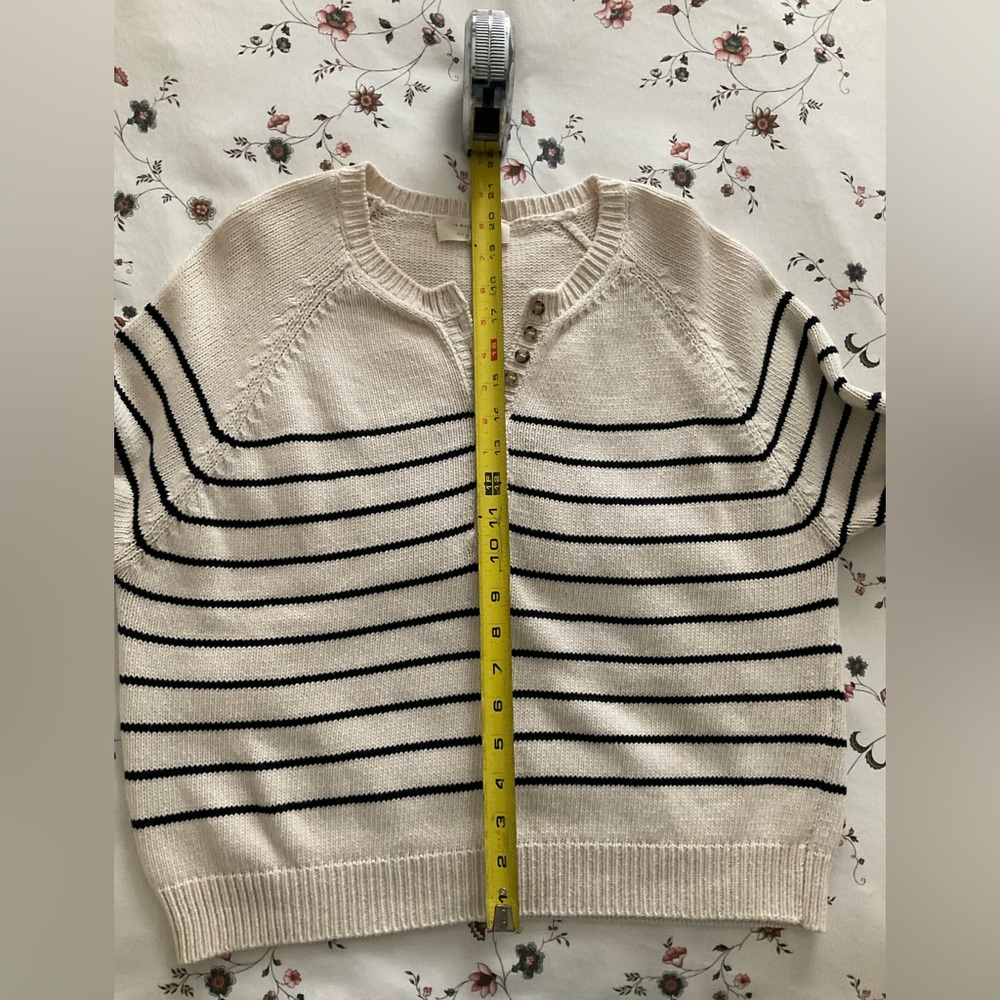 Sezane Leontine Jumper Sweater Henley Ecru Navy Stripe - Picture 8 of 8